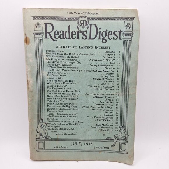 Readers Digest 1932 July Vintage Old Prohibition Spinster Factories Ford Asia - Picture 1 of 5
